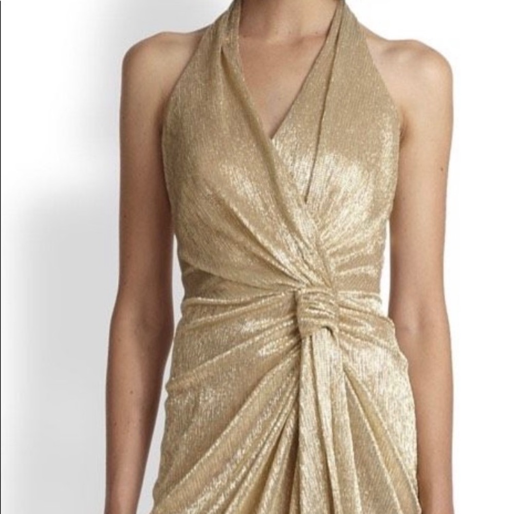 Gold Halter Formal Dress